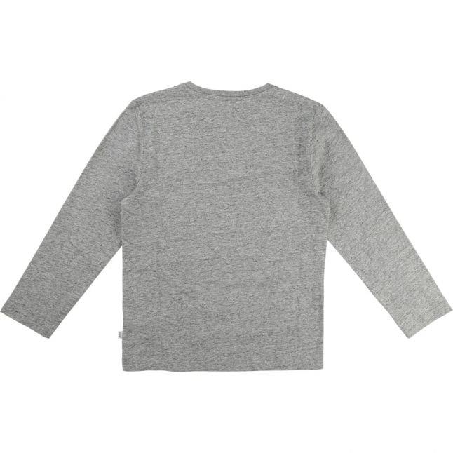 Boys Grey Marl Branded L/s T Shirt