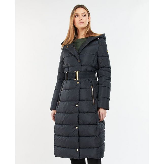 Womens Black Track Line Quilted Jacket