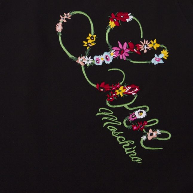 Womens Black Embroidered Logo S/s T Shirt