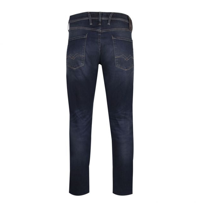 Mens Blue Black Anbass Hyperflex Slim Fit Jeans