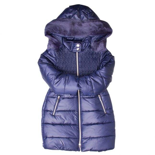 Girls Navy Quilted Coat