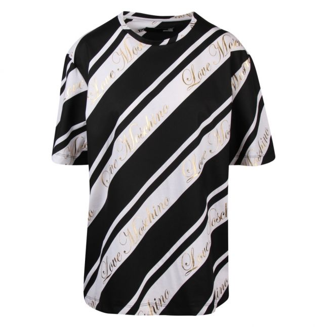 Womens Black Logo Stripe S/s T Shirt