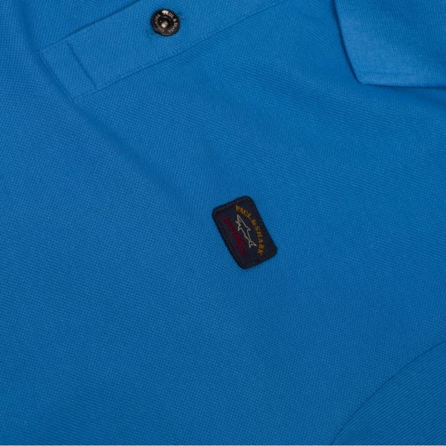 Mens Blue Classic Logo Custom Fit S/s Polo Shirt