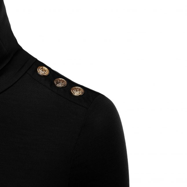 Womens Black Essential Roll Neck Top