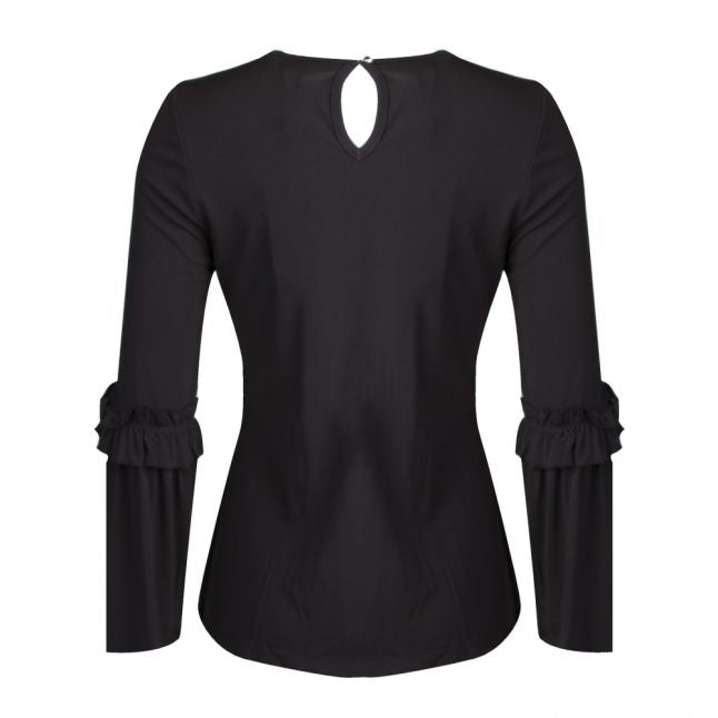 Womens Black Flare Cuff Top