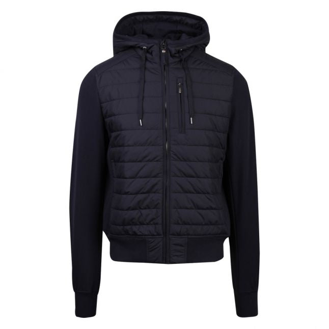 Mens Blue Black Ivor Lightweight Padded Hooded Jacket