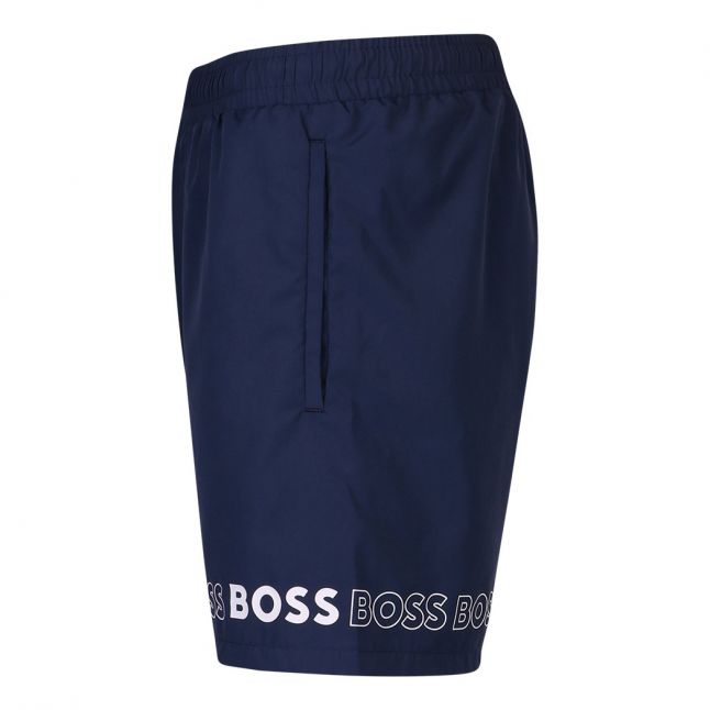 Mens Navy Dolphin Repeat Logo Swim Shorts