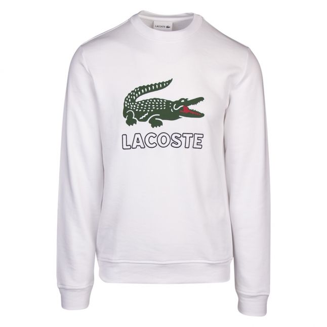 Mens White Big Croc Crew Neck Sweat Top