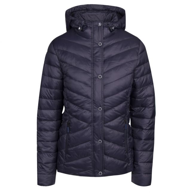 Womens Navy Isobath Hooded Quilted Jacket