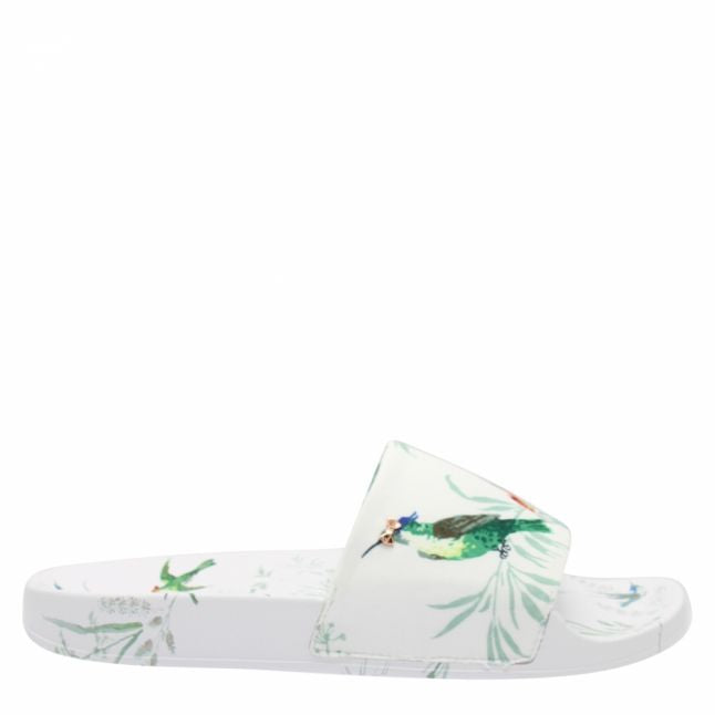 Womens White Fortune Avelini Printed Slides