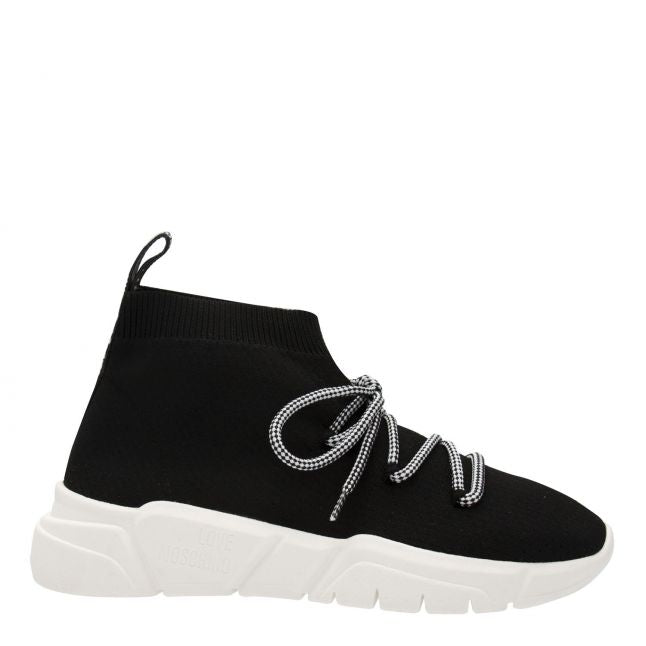 Womens Black Knit Laces Trainers