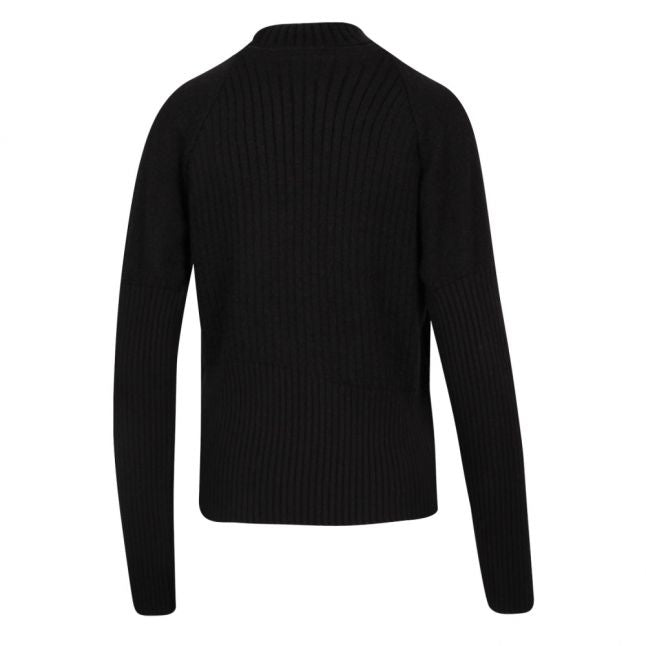 Womens Black Branded Patch Roll Neck Knitted Jumper