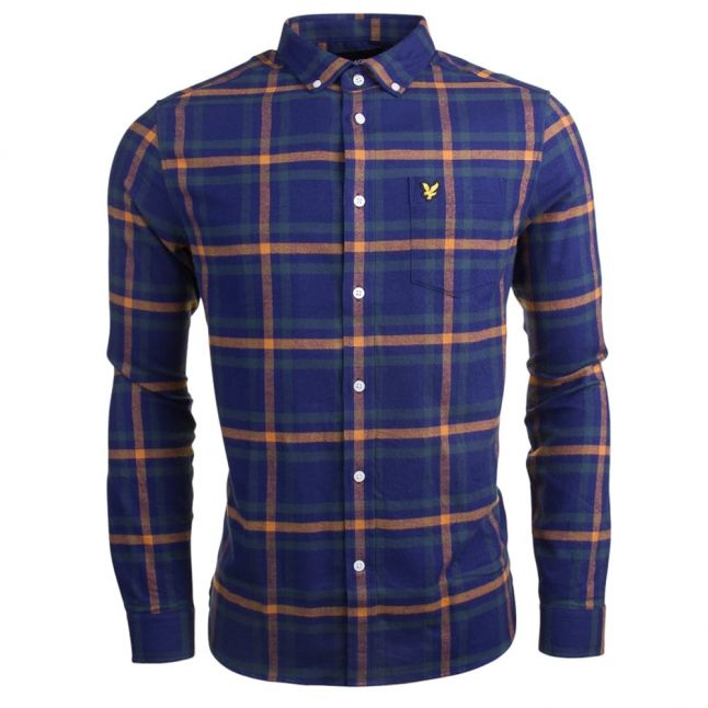 Mens Navy Check Flannel L/s Shirt