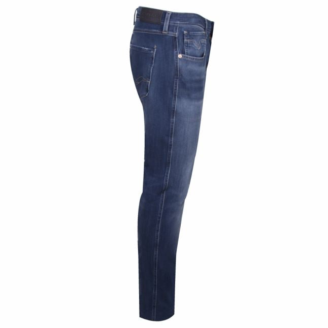 Mens Dark Blue Anbass Hyperflex+ Slim Fit Jeans