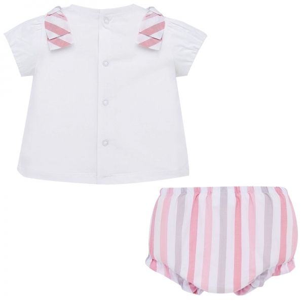 Baby White/Rose Heart Top & Bloomer Set