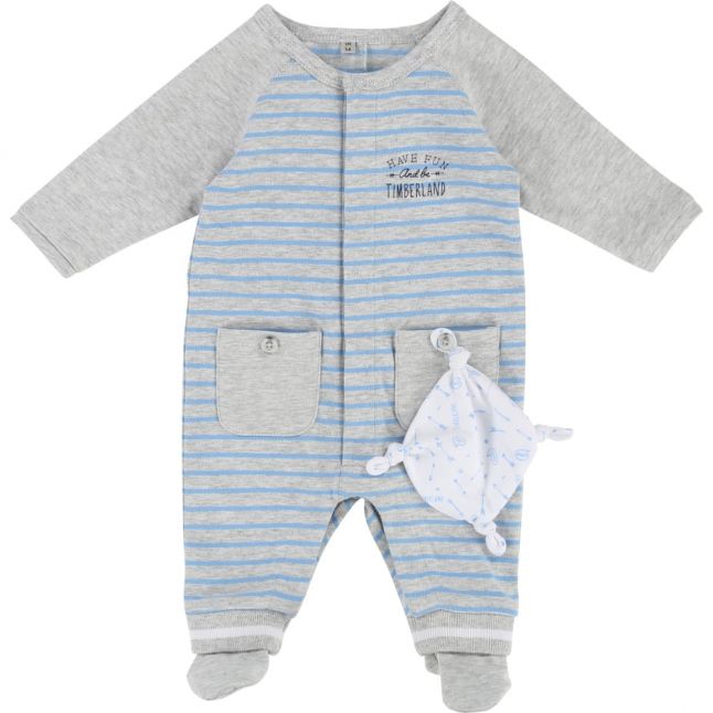 Baby Blue & Grey Stripe Babygrow