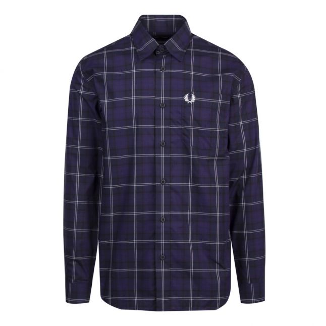 Mens Medieval Blue Tartan Check L/s Shirt