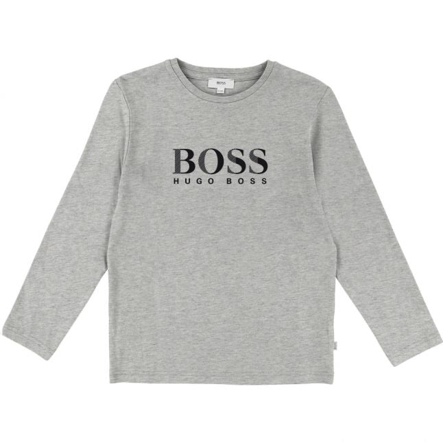 Boys Grey Branded Logo L/s T Shirt