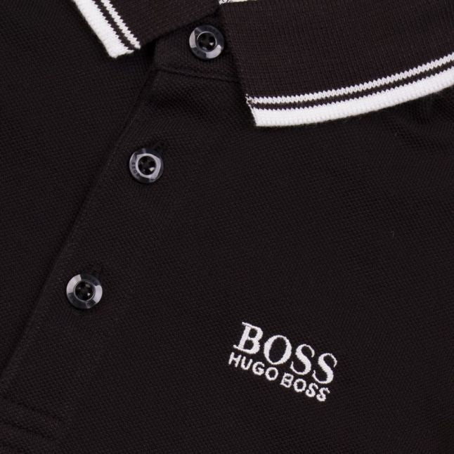 Boys Black Tipped S/s Polo Shirt