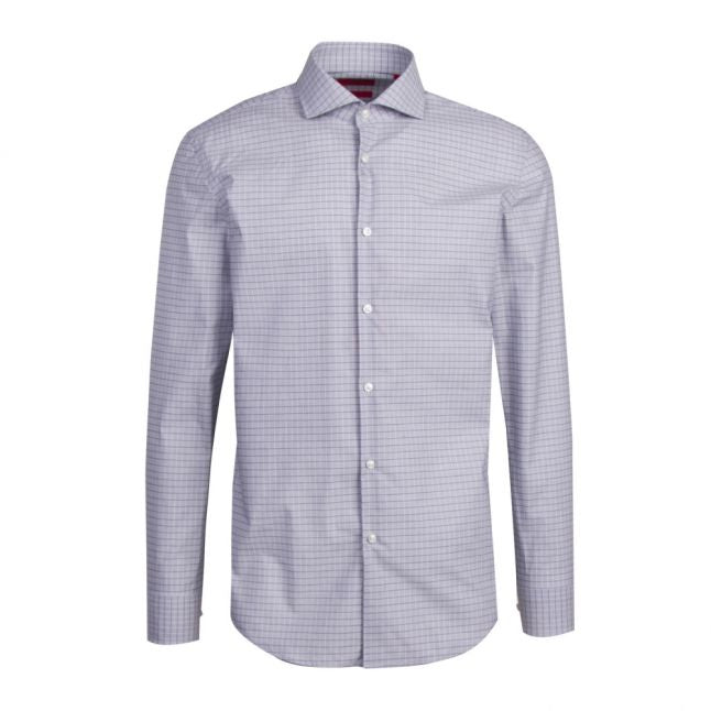 Mens Grey/Blue Kason Small Check Slim Fit L/s Shirt