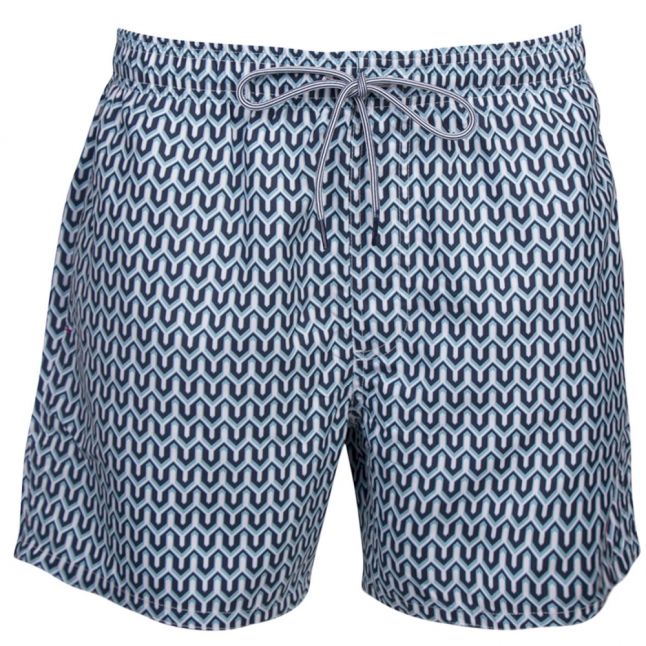 Mens Turquoise Hermit Geo Swim Shorts