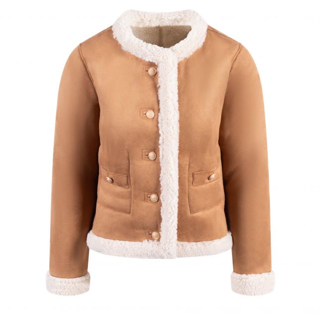 Womens Camel Eduna Shearling Jacket