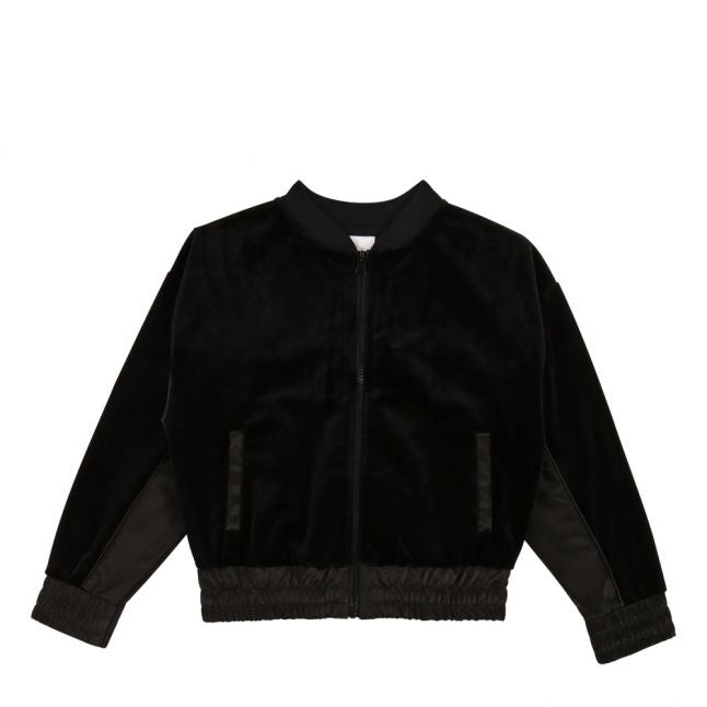 Girls Black Velvet Sweat Jacket