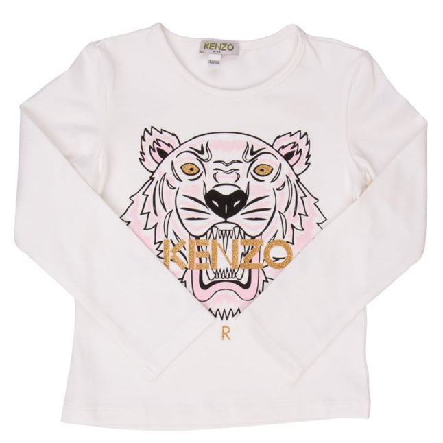 Girls Ecru Tiger 2 L/s T Shirt