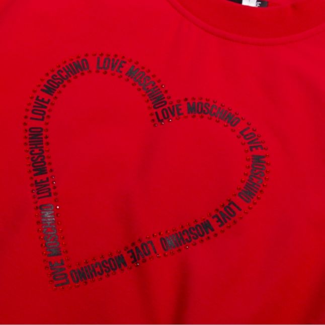 Womens Red Logo Heart Crew Sweat Top