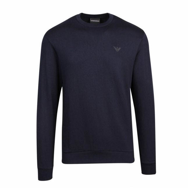 Mens Dark Blue Branded Crew Sweat Top