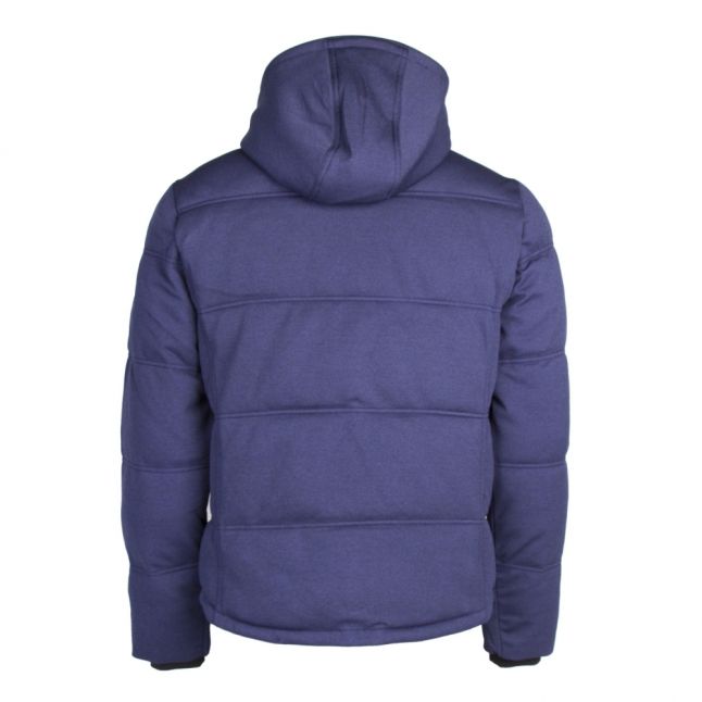 Mens Blue Polyester Wool Hooded Puffer Jacket