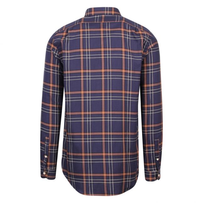 Mens Inky Blue Check Tailored Fit L/s Shirt