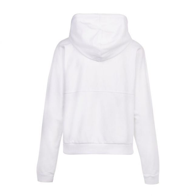 Womens Bright White Cropped Monogram Hoodie