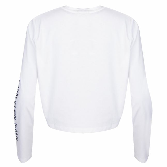 Womens Bright White Institutional Cropped L/s T Shirt