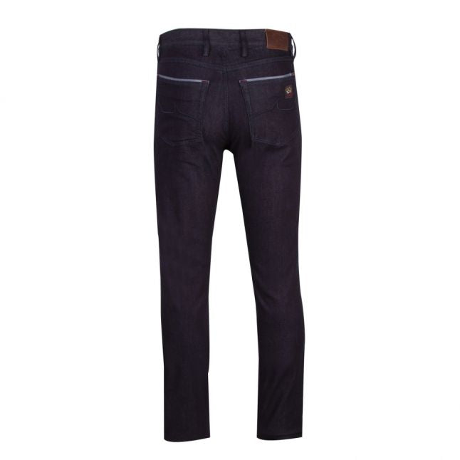 Mens Dark Blue Branded Straight Fit Jeans