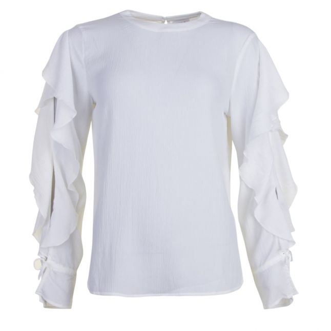 Womens Cloud Dancer Vizania Ruffle Sleeve Top