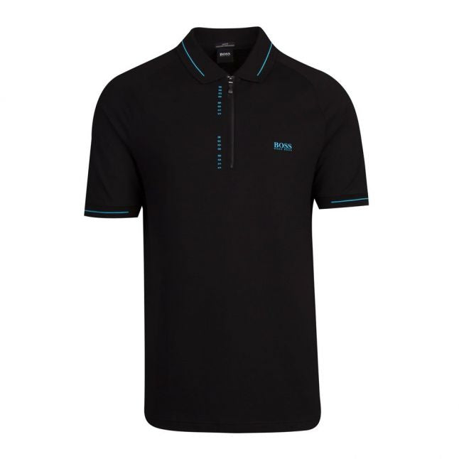 Athleisure Mens Black Philix Zip S/s Polo Shirt