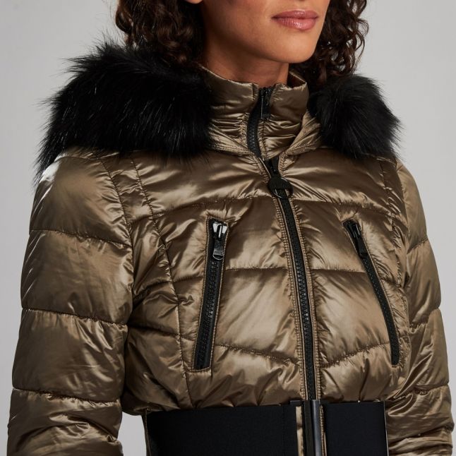 Womens Bronze Premium Arena Hooded Quilted Coat