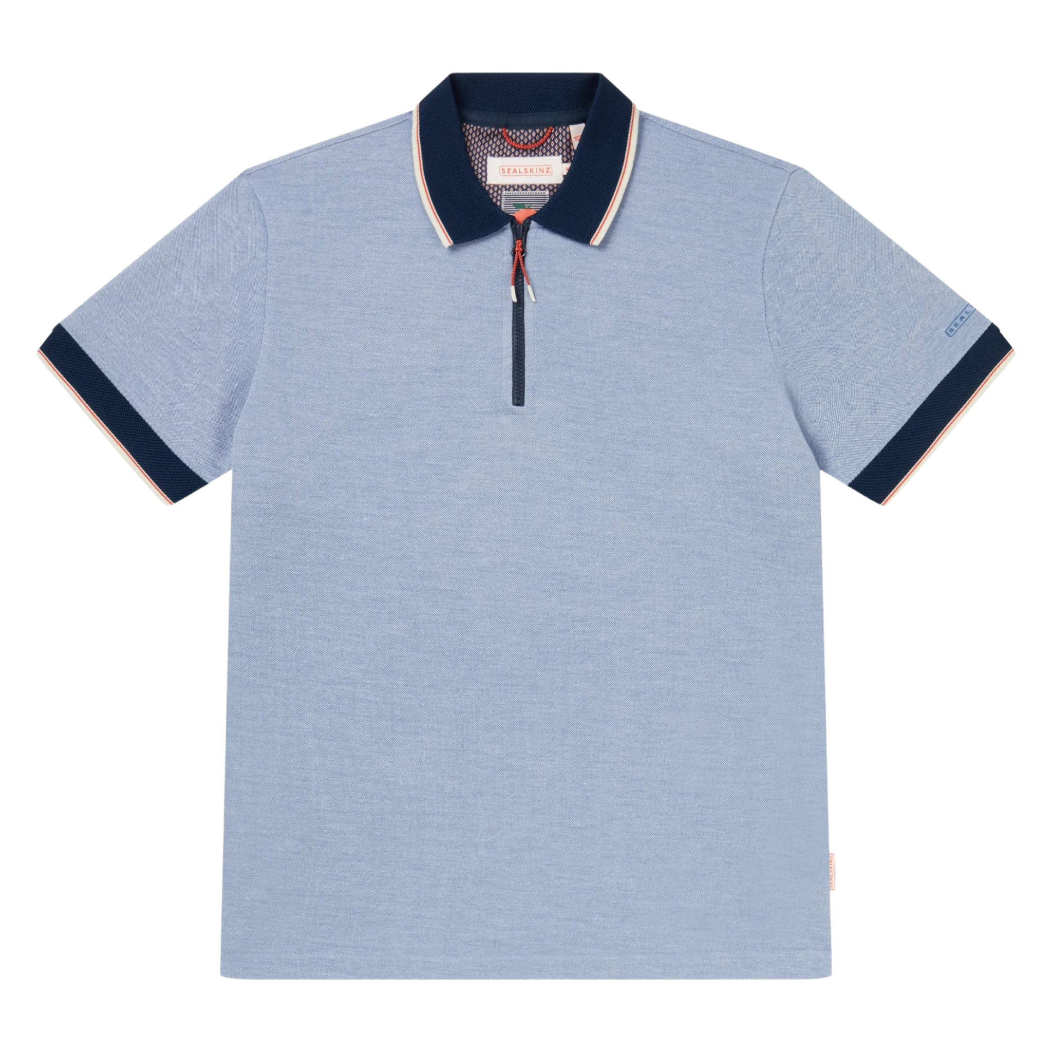 Mens Sealskinz Blue Eastgate Soft Touch Oxford Zip S/s Polo