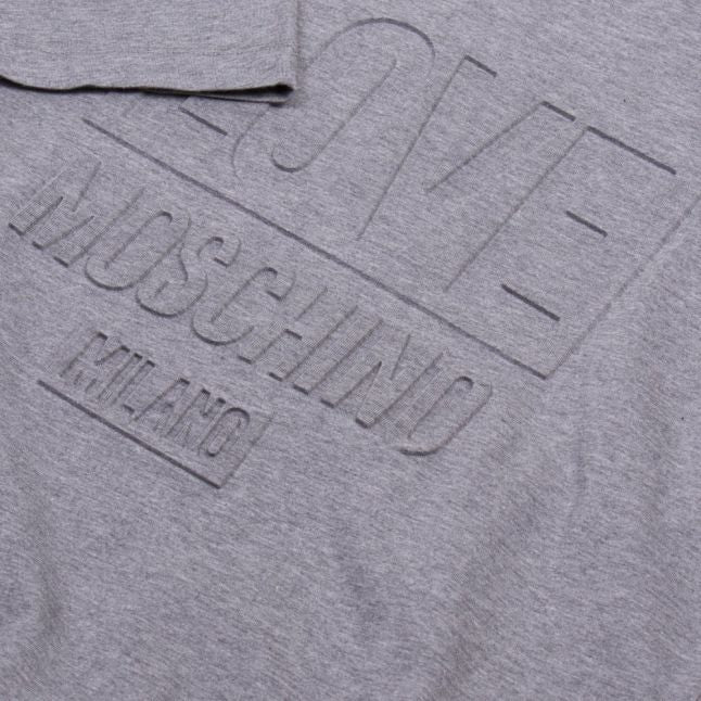 Mens Grey Melange Embossed Logo Regular S/s T Shirt