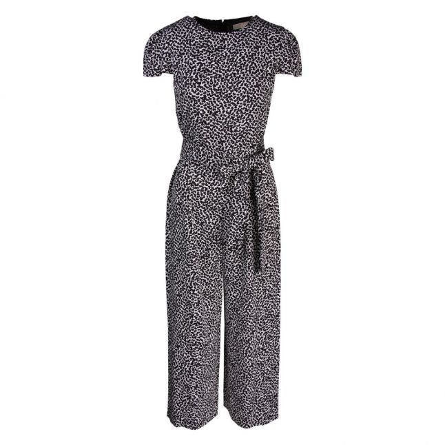 Womens Black/White Petal Viscose Jumpsuit