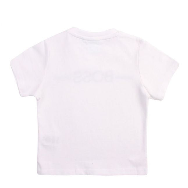 Toddler White Branded Chest Line S/s T Shirt