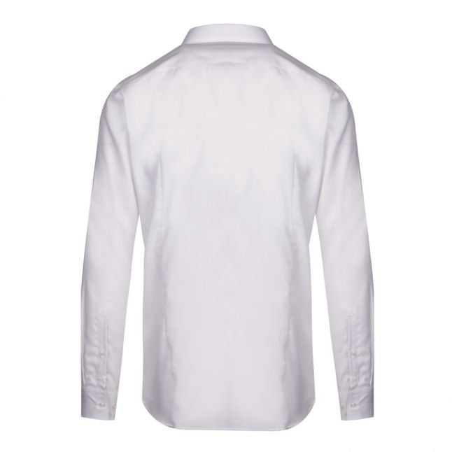 Mens White/Navy Trim Koey Textured Slim Fit L/s Shirt