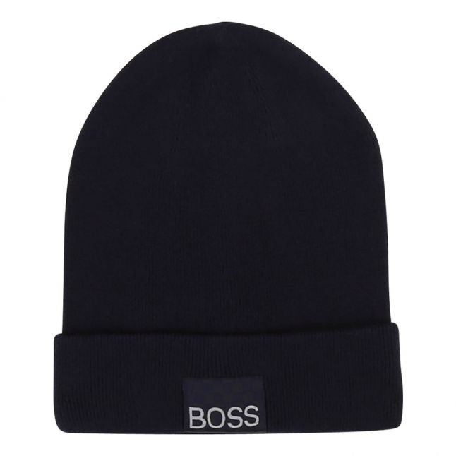 Boys Navy Branded Patch Knitted Hat