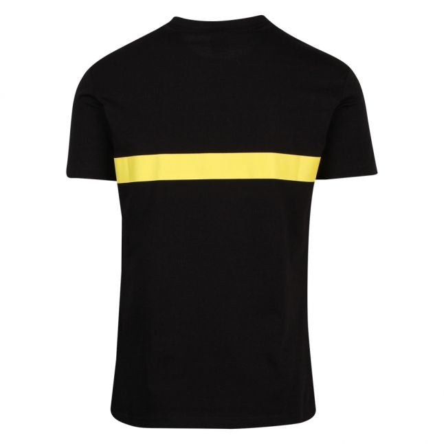 Mens Black/Yellow Logo Stripe Slim Fit Beach S/s T Shirt