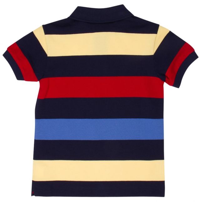 Boys Navy Striped S/s Polo Shirt