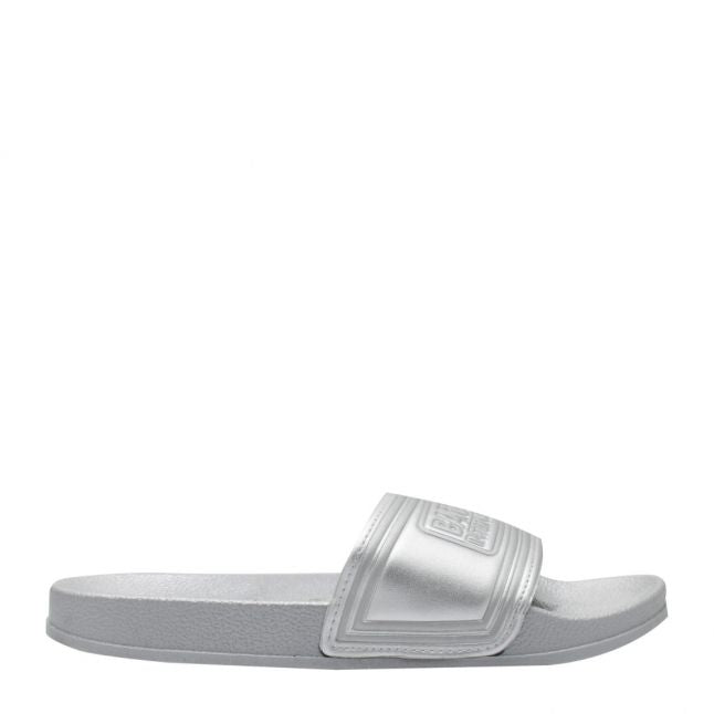 Womens Silver Slides