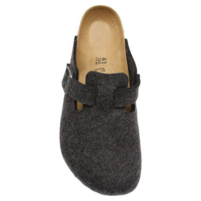 Mens Anthracite Boston Wool Slippers