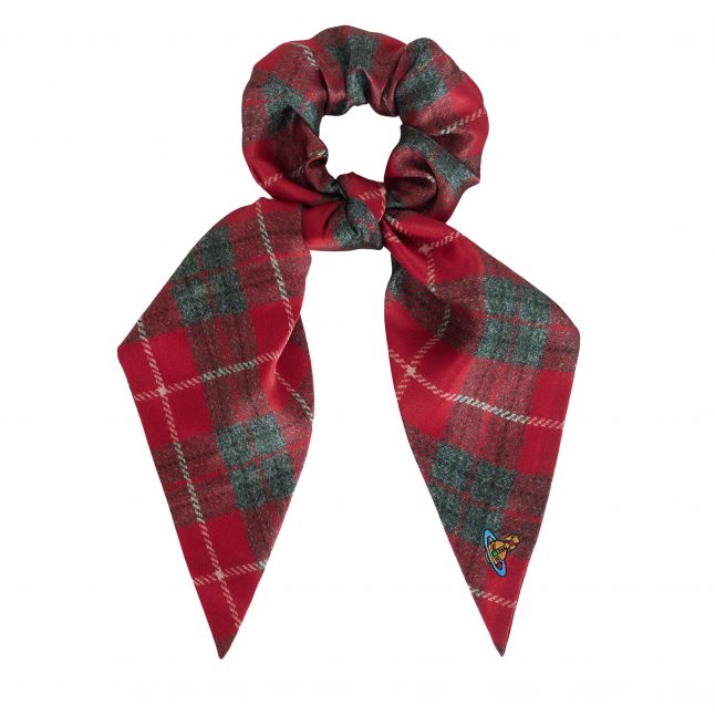 Womens Red Tartan Bow Scrunchie