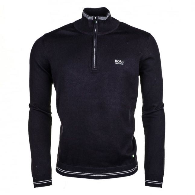 Mens Black Zime Half Zip Knitted Jumper